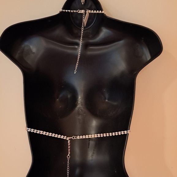 Natasha Silver Rhinestone Chain Bralette - Picture 3 of 7